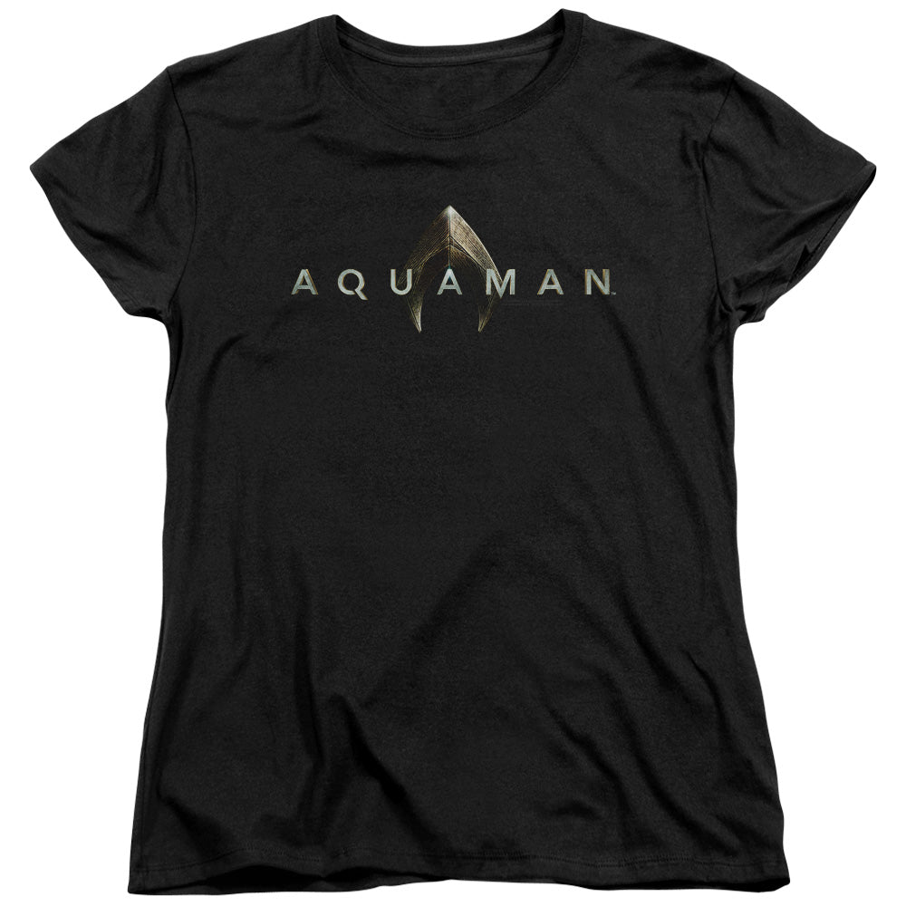 Aquaman Movie Logo Womens T Shirt Black Officially Licensed