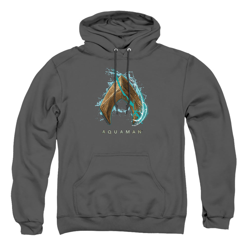 Aquaman Movie Water Shield Mens Hoodie Charcoal Officially Licensed