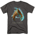 Aquaman Movie Water Shield Mens T Shirt Charcoal Officially Licensed