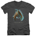 Aquaman Movie Water Shield Mens Slim Fit V-Neck T Shirt Charcoal Officially Licensed