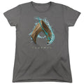 Aquaman Movie Water Shield Womens T Shirt Charcoal Officially Licensed
