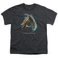 Aquaman Movie Water Shield Kids Youth T Shirt Charcoal Officially Licensed