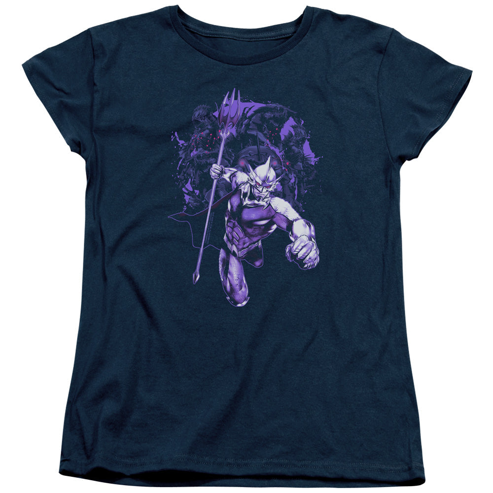 Aquaman Movie Evil Doers Womens T Shirt Navy Blue Officially Licensed