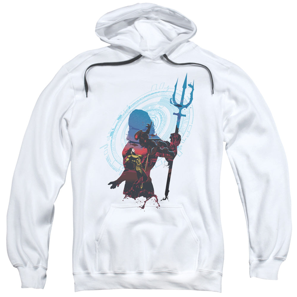 Aquaman Movie Silhouette Mens Hoodie White Officially Licensed