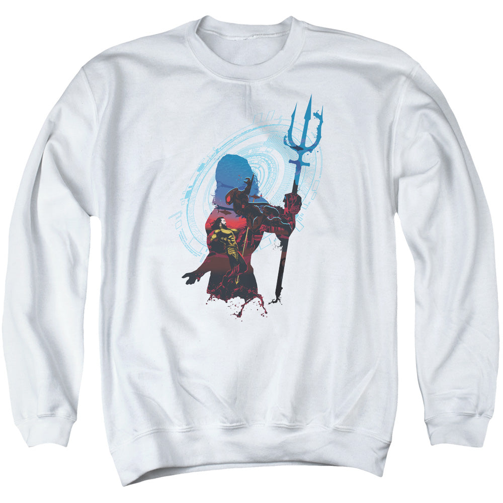 Aquaman Movie Silhouette Mens Crewneck Sweatshirt White Officially Licensed