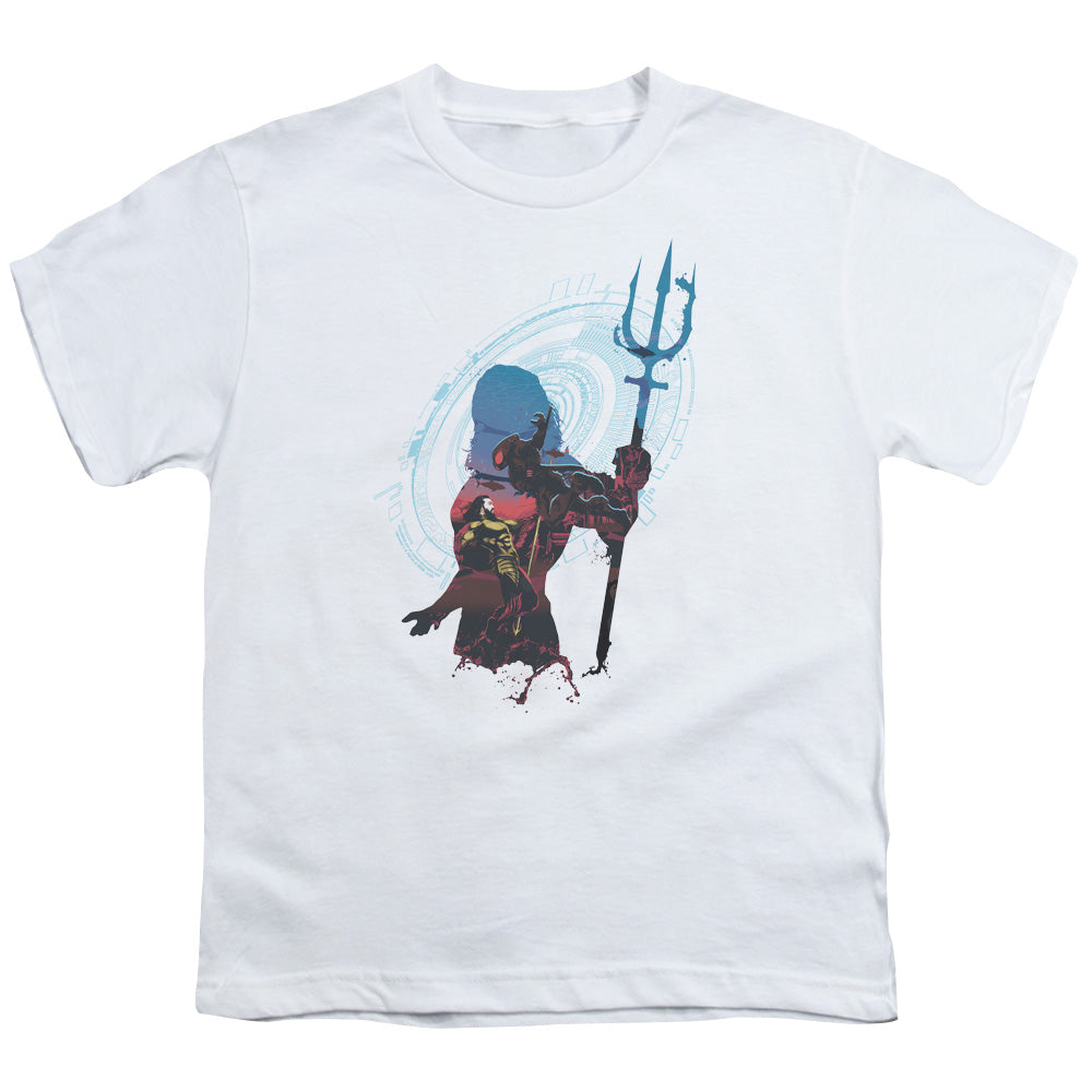 Aquaman Movie Silhouette Kids Youth T Shirt White Officially Licensed