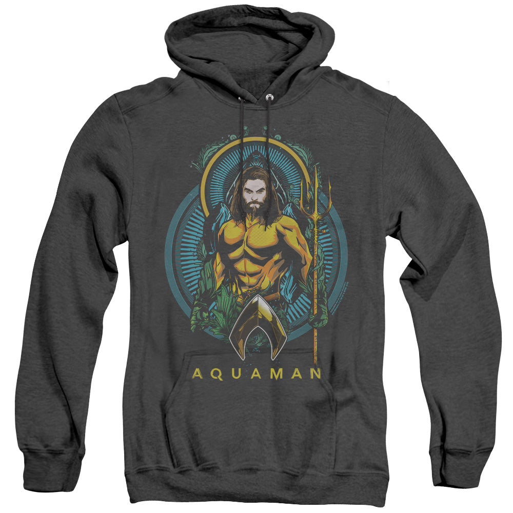 Aquaman Movie Aqua Nouveau Heather Mens Hoodie Black Officially Licensed