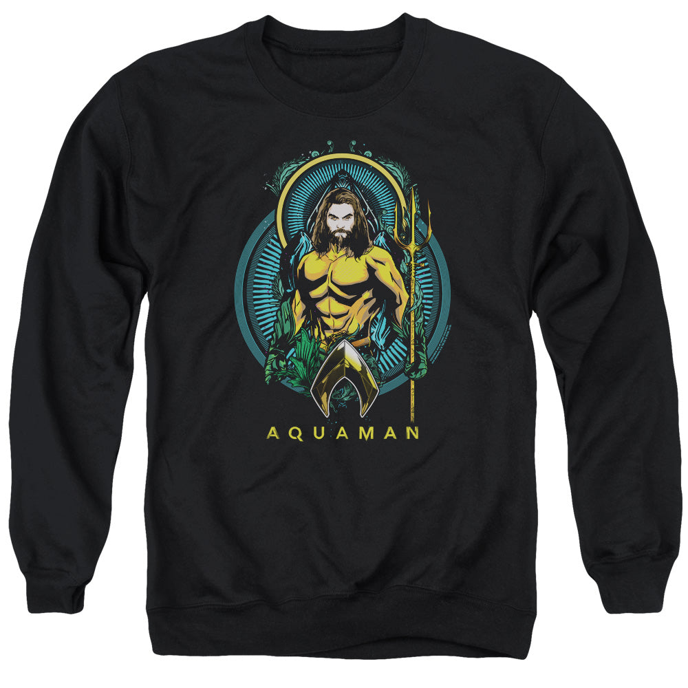 Aquaman Movie Aqua Nouveau Mens Crewneck Sweatshirt Black Officially Licensed