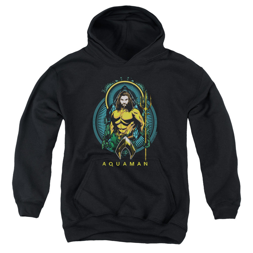 Aquaman Movie Aqua Nouveau Kids Youth Hoodie Black Officially Licensed
