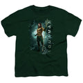 Aquaman Movie Marine Life Kids Youth T Shirt Hunter Green Officially Licensed