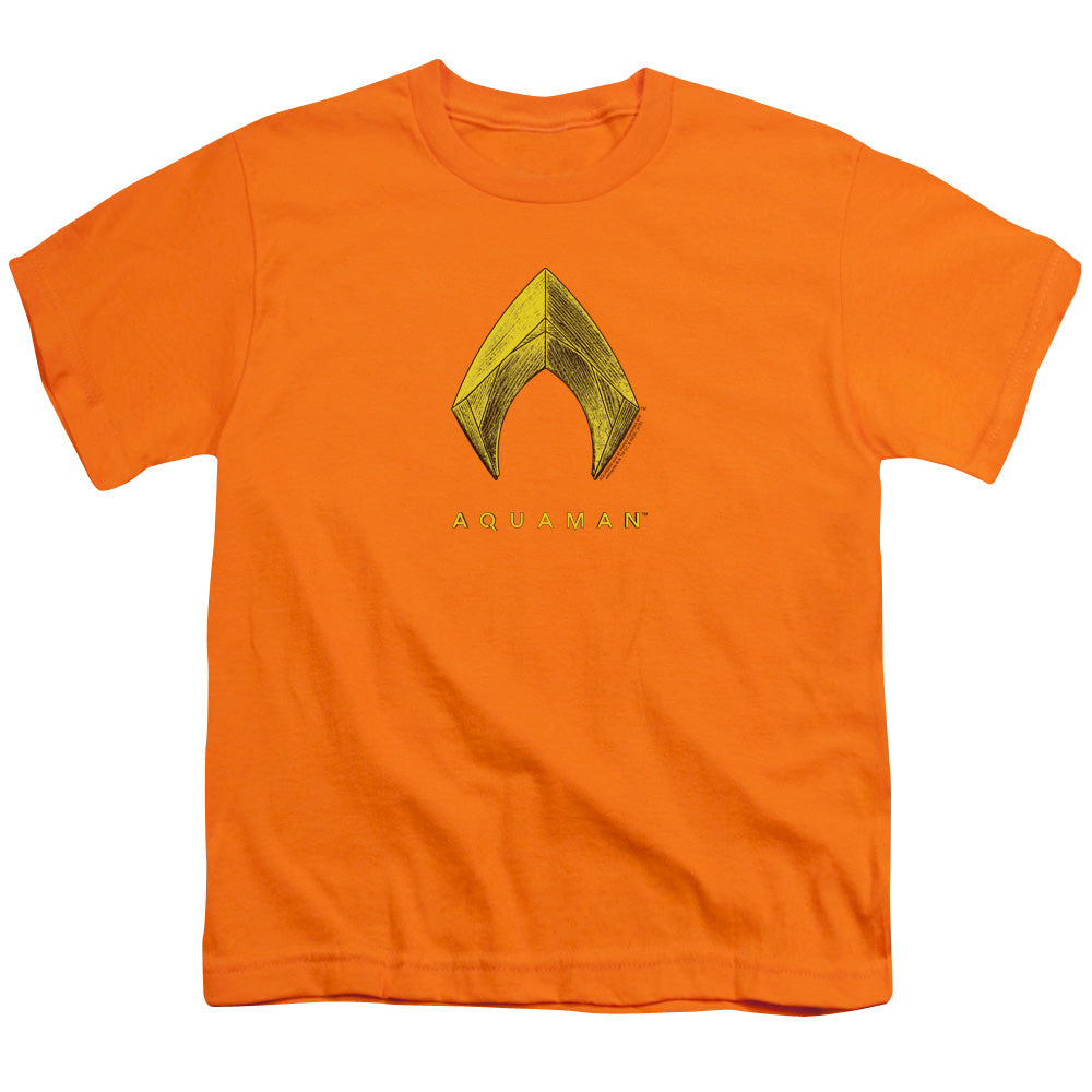 Aquaman Movie Aquaman Logo Kids Youth T Shirt Orange Officially Licensed
