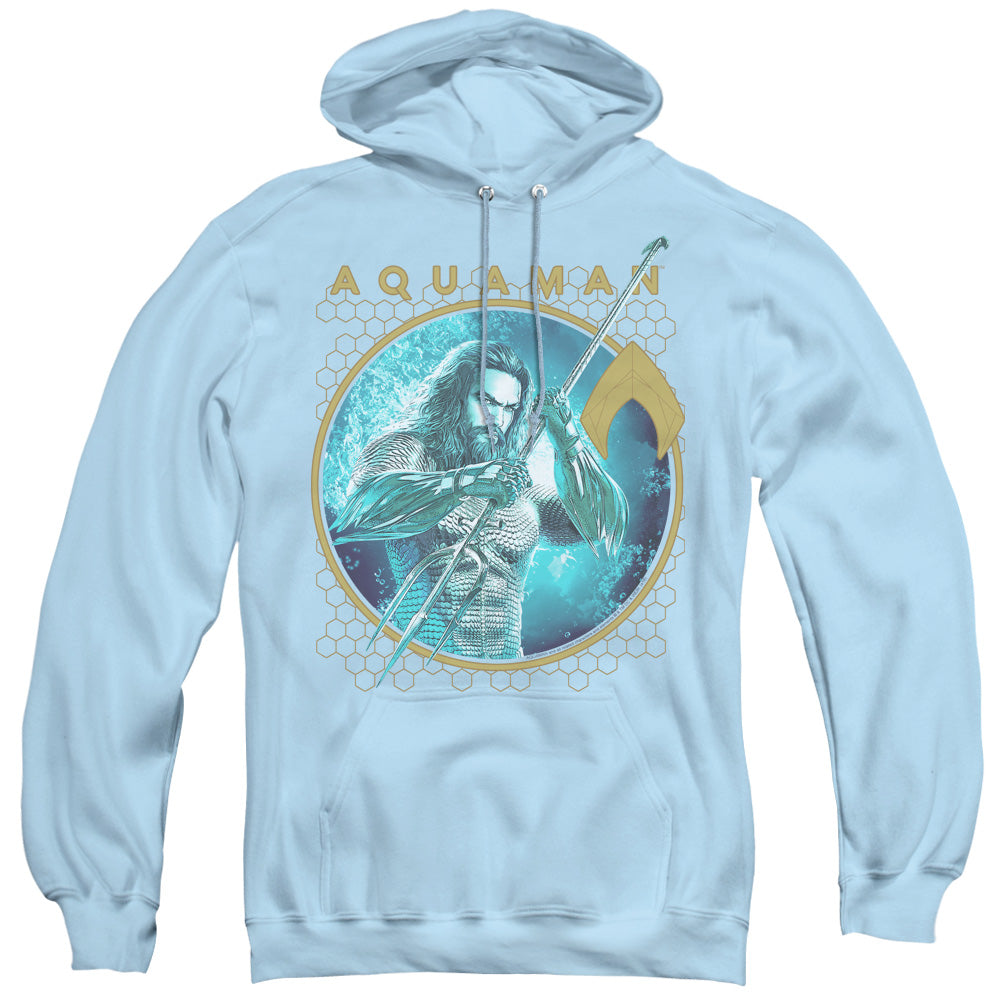 Aquaman Movie Trident Of Neptune Mens Hoodie Light Blue Officially Licensed