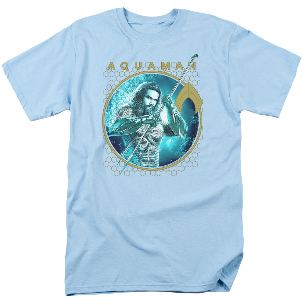 Aquaman Movie Trident Of Neptune Mens T Shirt Light Blue Officially Licensed