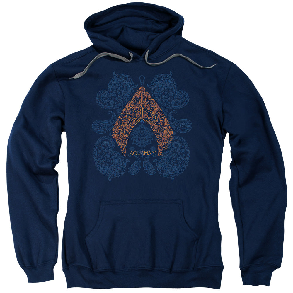 Aquaman Movie Aqua Paisley Mens Hoodie Navy Blue Officially Licensed