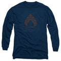 Aquaman Movie Aqua Paisley Mens Long Sleeve Shirt Navy Blue Officially Licensed