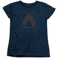 Aquaman Movie Aqua Paisley Womens T Shirt Navy Blue Officially Licensed