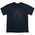 Aquaman Movie Aqua Paisley Kids Youth T Shirt Navy Blue Officially Licensed