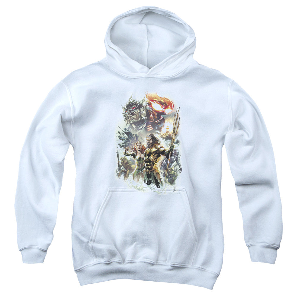 Aquaman Movie King Of Atlantis Kids Youth Hoodie White Officially Licensed