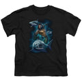 Aquaman Movie Swimming With Sharks Kids Youth T Shirt Black Officially Licensed