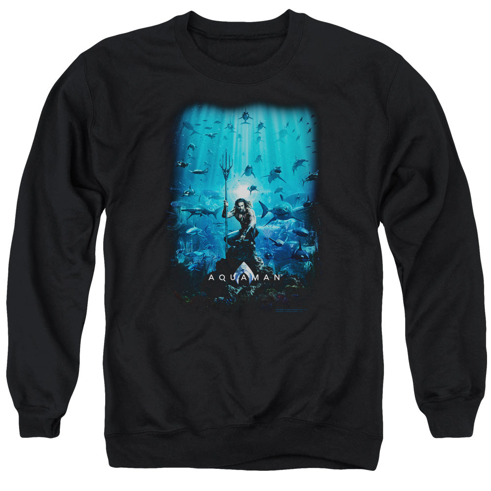 Aquaman Movie Poster Mens Crewneck Sweatshirt Black Officially Licensed