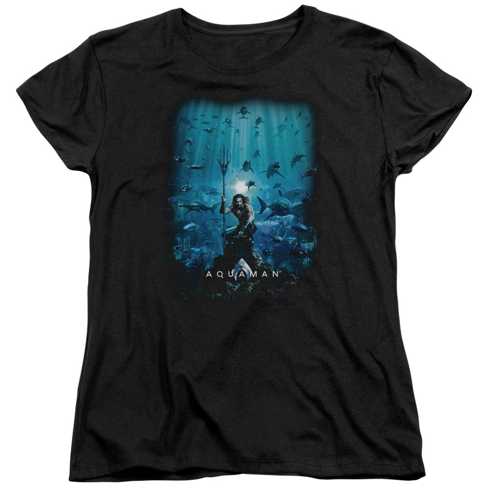 Aquaman Movie Poster Womens T Shirt Black Officially Licensed