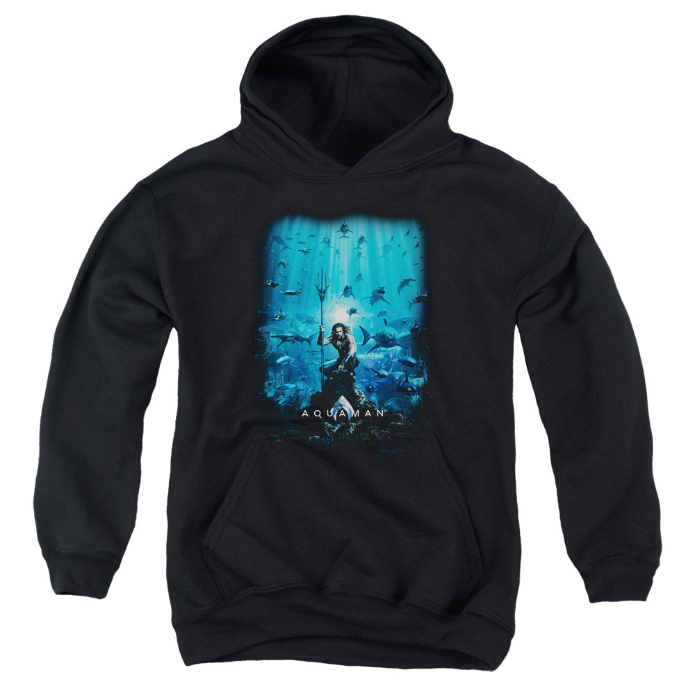 Aquaman Movie Poster Kids Youth Hoodie Black Officially Licensed