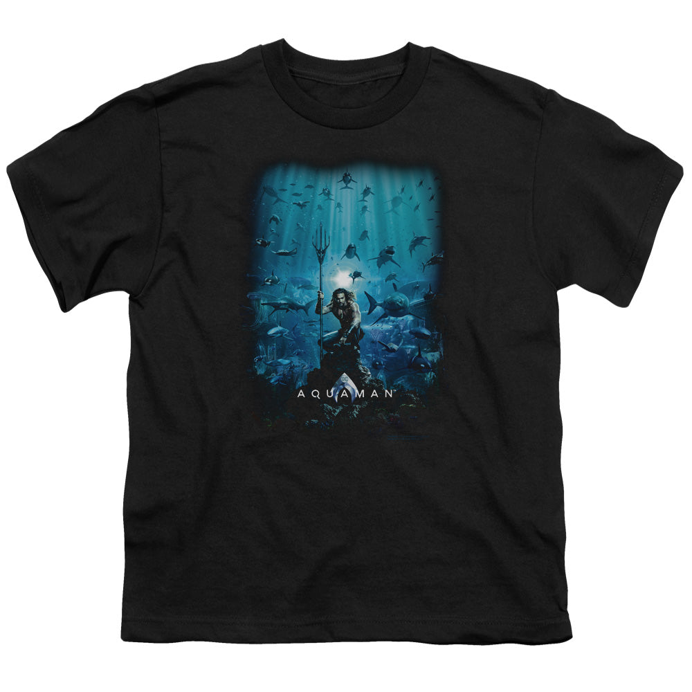 Aquaman Movie Poster Kids Youth T Shirt Black Officially Licensed