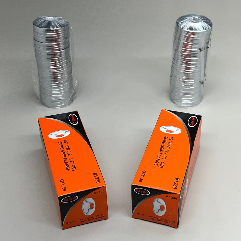 PASCO (2 PACK) Polish Chrome Steel Sure Grip Flange 1/2" CWT 2-1/2" OD 50pk 1230