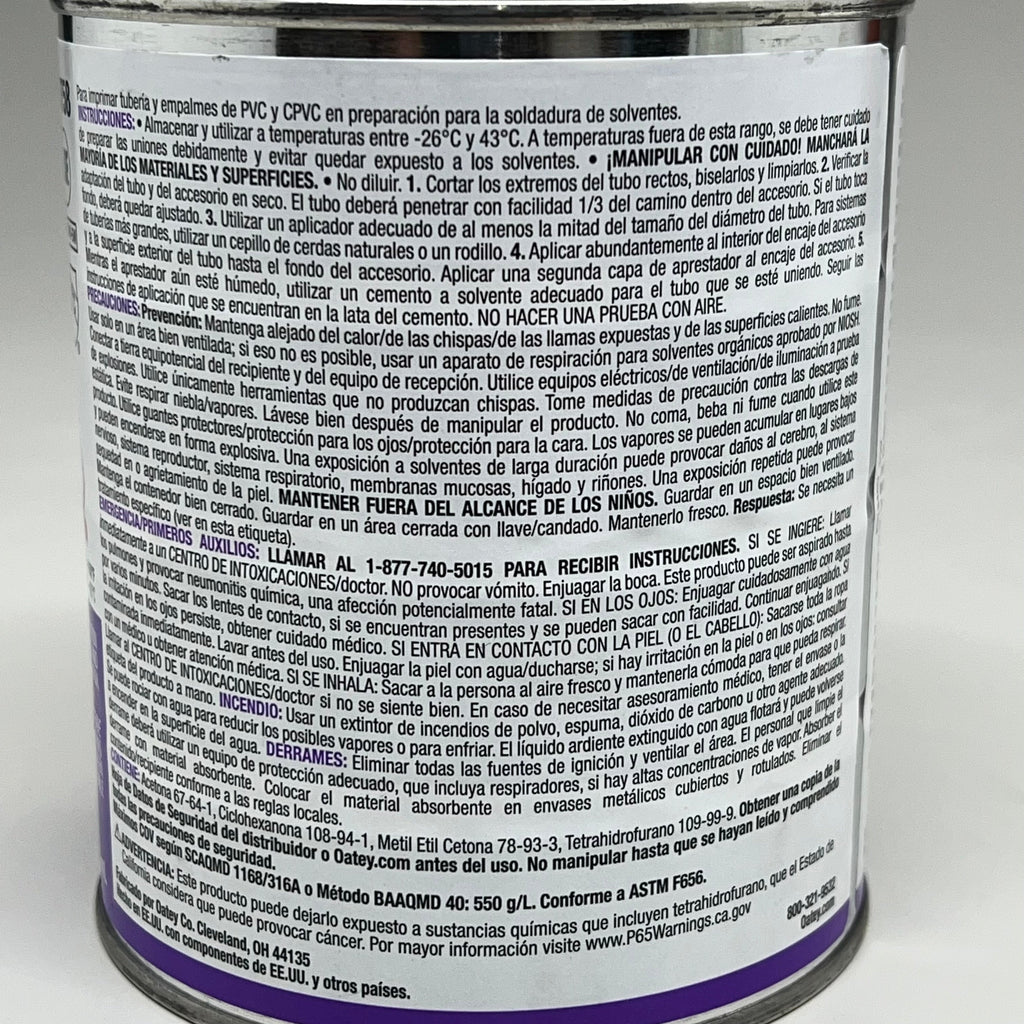 OATEY Aggressive Purple Primer CPVC & PVC Purple Tint 32 fl oz 30758
