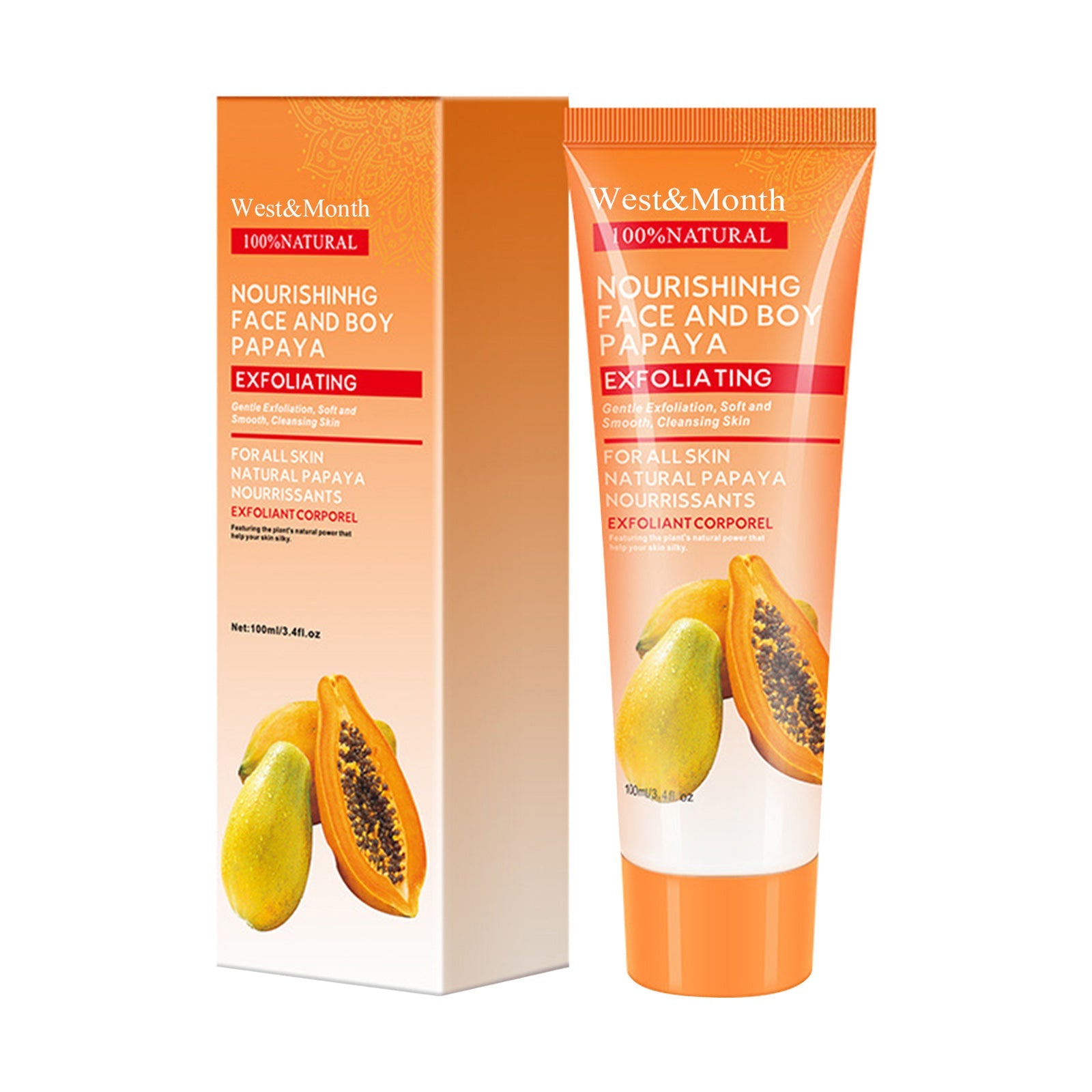 Papaya Exfoliating Gel, Moisturizing Skin With Gentle Cleansing Keratin Brightening Gel