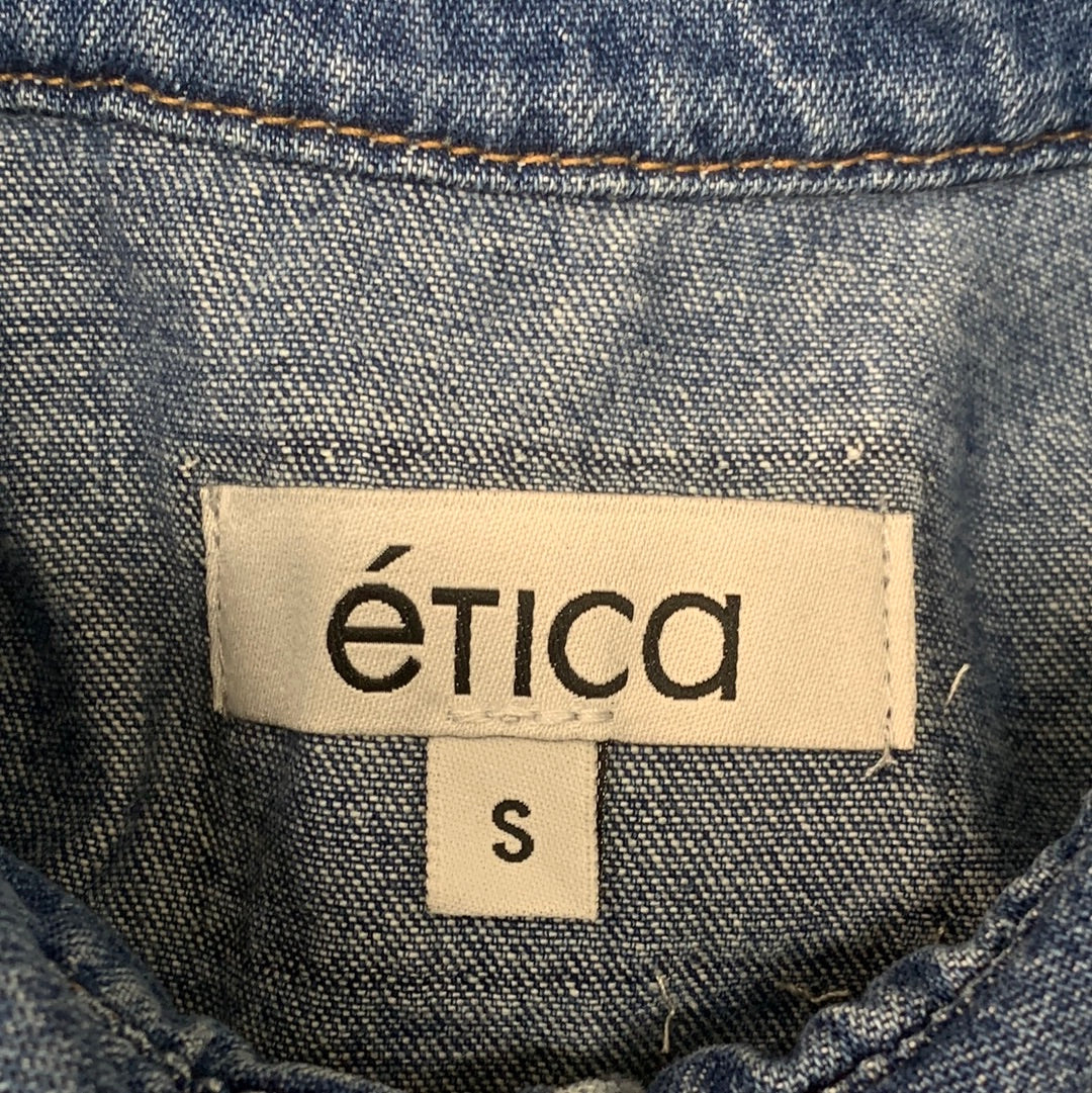 ETICA Harriette Shirt Jacket w/ Front Top Pockets & Collar River Rock Size S EW143309