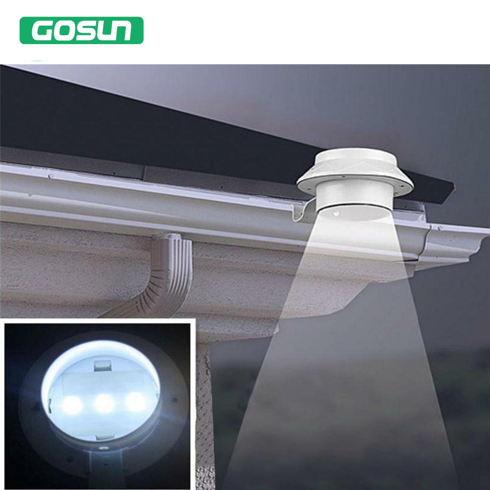 3 leds light sensor control Solar Powered Fence Gutter Solar Lights, Outdoor Security Solar Lamps
