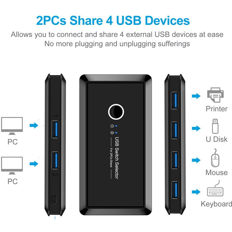 USB 3.0 printer sharer 4-port USB multi interface two computer switchers and splitters