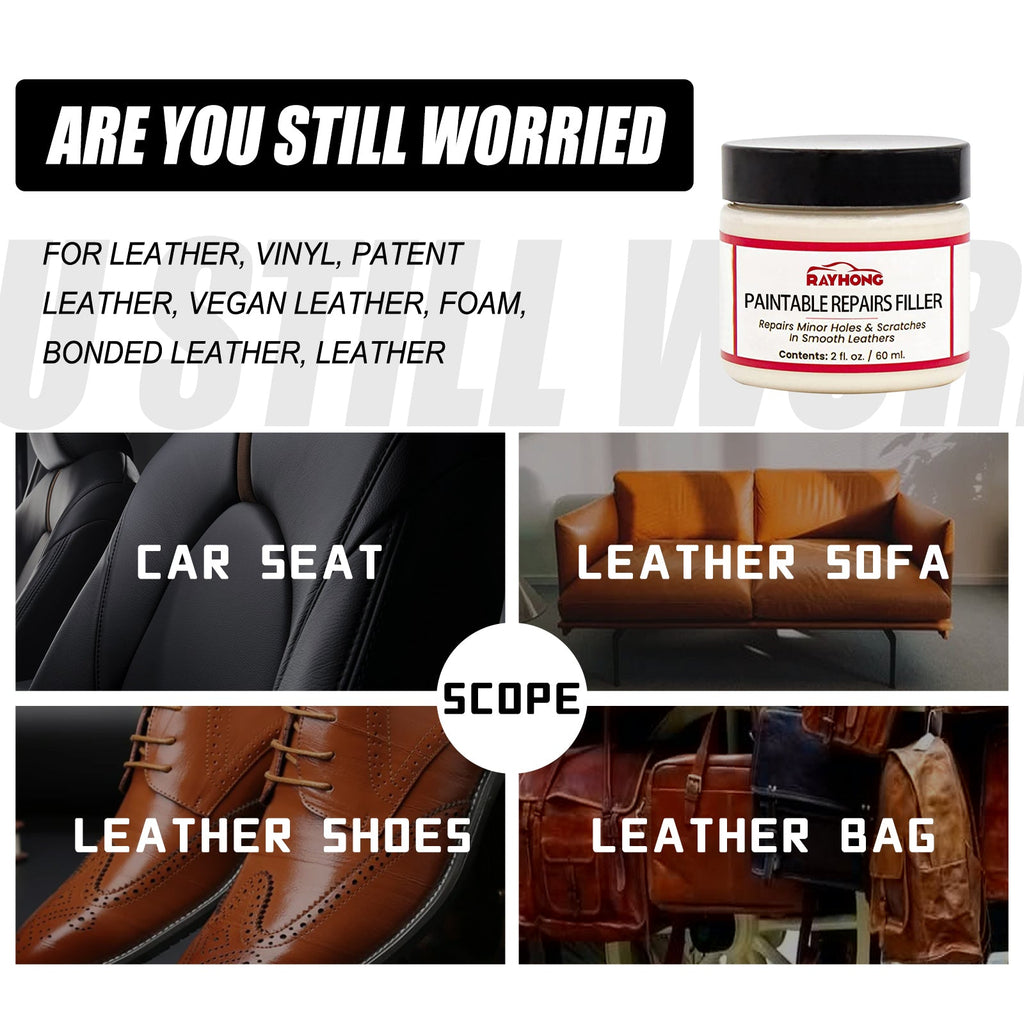 Paintable Repairs Filler, Car Seat Scratch Repair Sofa Leather Repair Cream