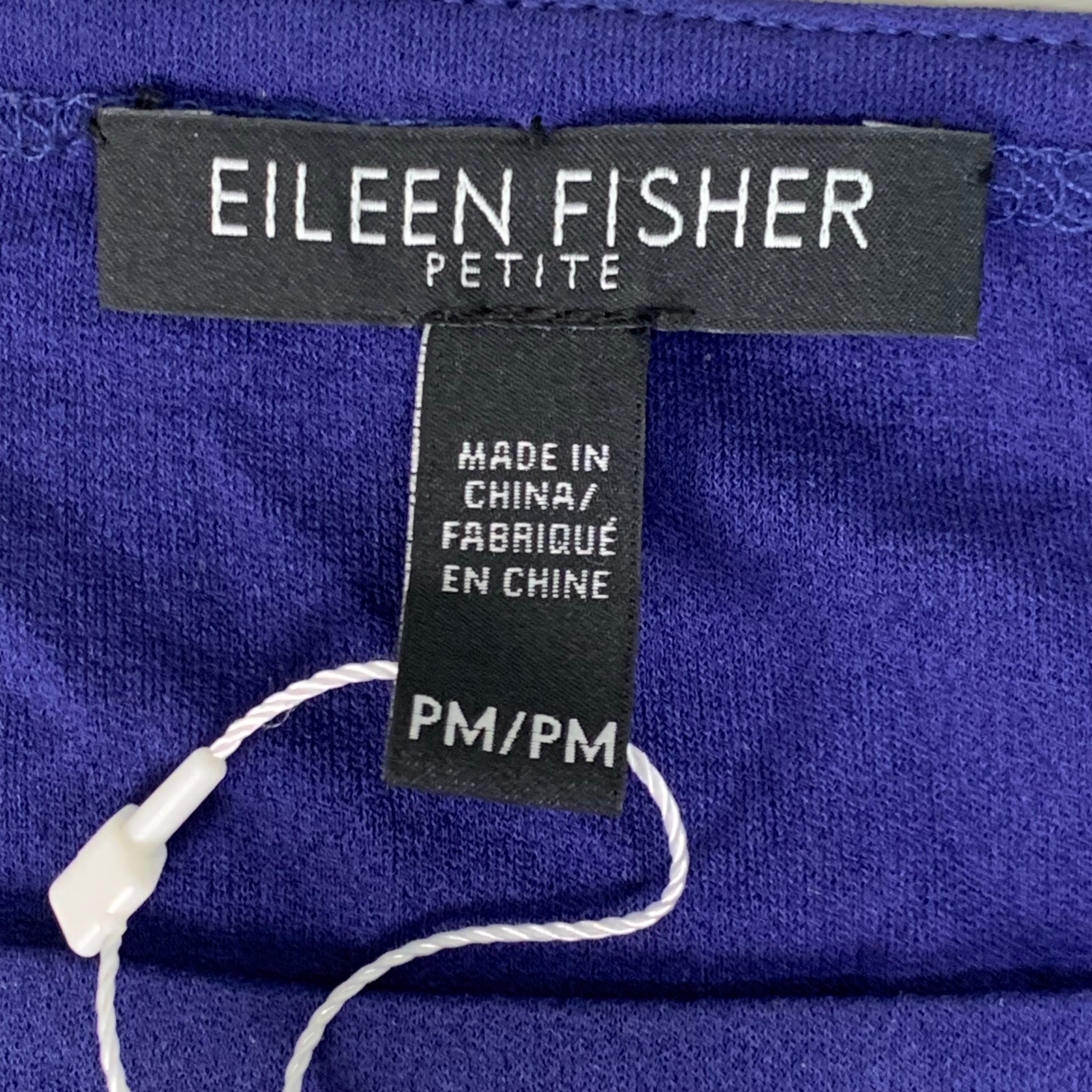 EILEEN FISHER Stretch Silk Jersey PM-Petite Medium Navy Blue S6GK-D3572P