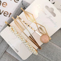 4PCS Korea Fashion Metal Hairpins Imitiation Pearl Colorful Beads Hair Clips for Women Irregular Geometric Hair Accessories