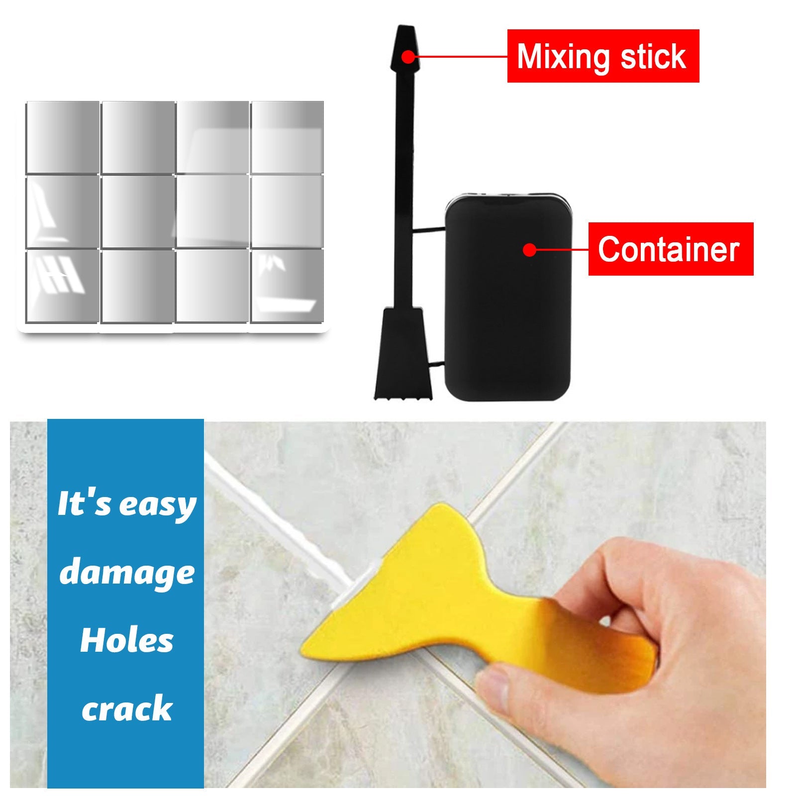 EELHOE Tile Repair Paste Tile Repair AB Glue Set Crack Repair Agent Ceramic Adhesive