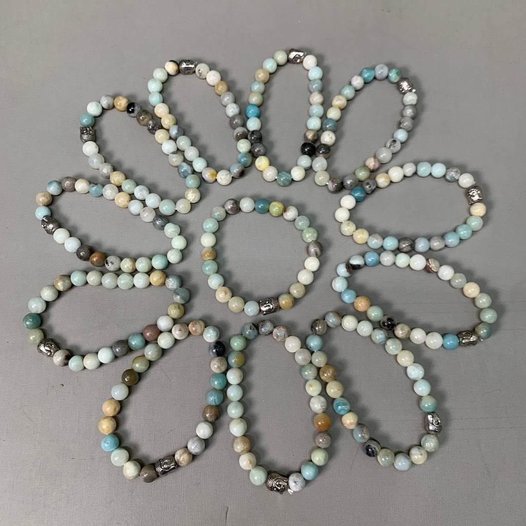 BEST WHOLESALE (12 PACK) Beaded Amagonite Crystal Bracelets 3" Green/Turquoise New