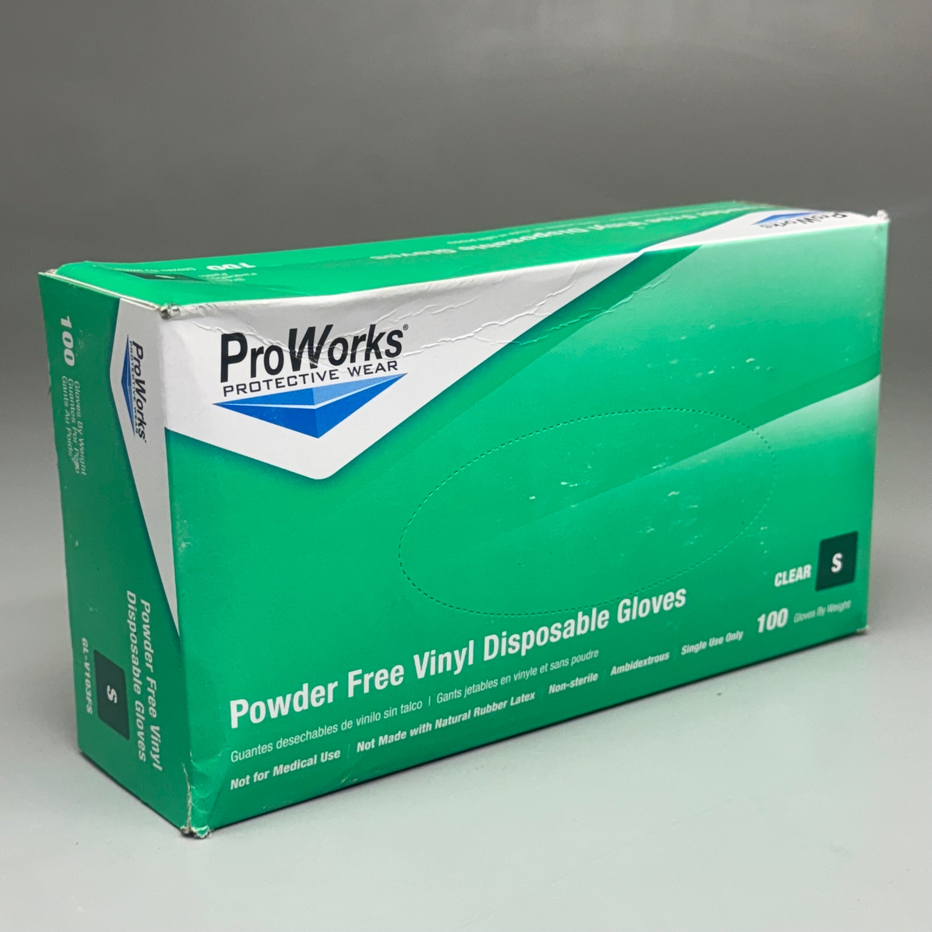 PROWORKS Protective Wear Powder Free Vinyl Disposable Gloves (100ct) Size S
