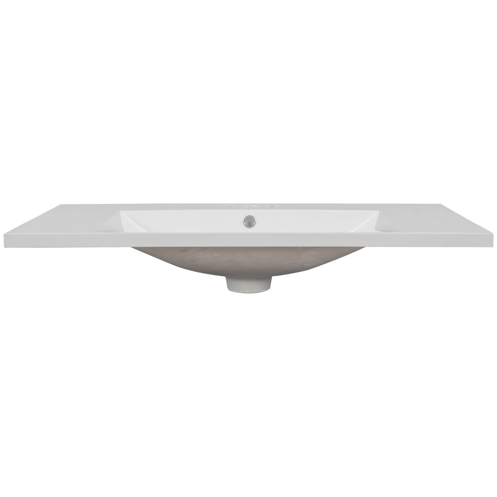 36" Single Bathroom Vanity Top with White Basin, 3-Faucet Holes, Ceramic, White