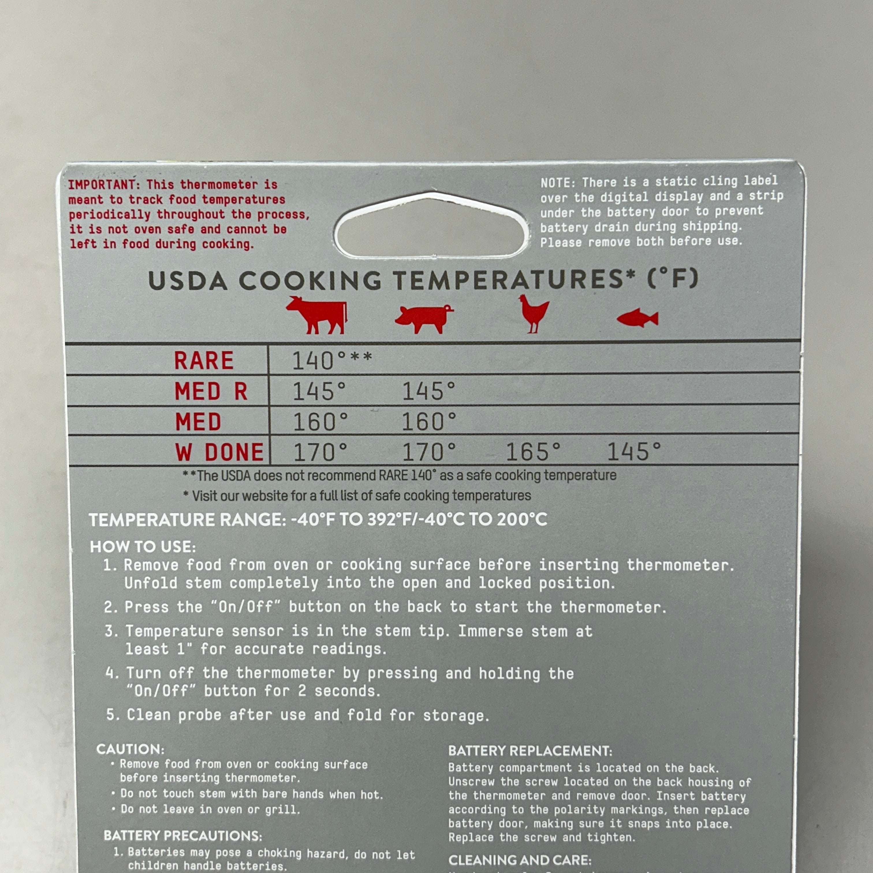TAYLOR Compact Folding Thermometer Fahrenheit/Celsius Black (New)