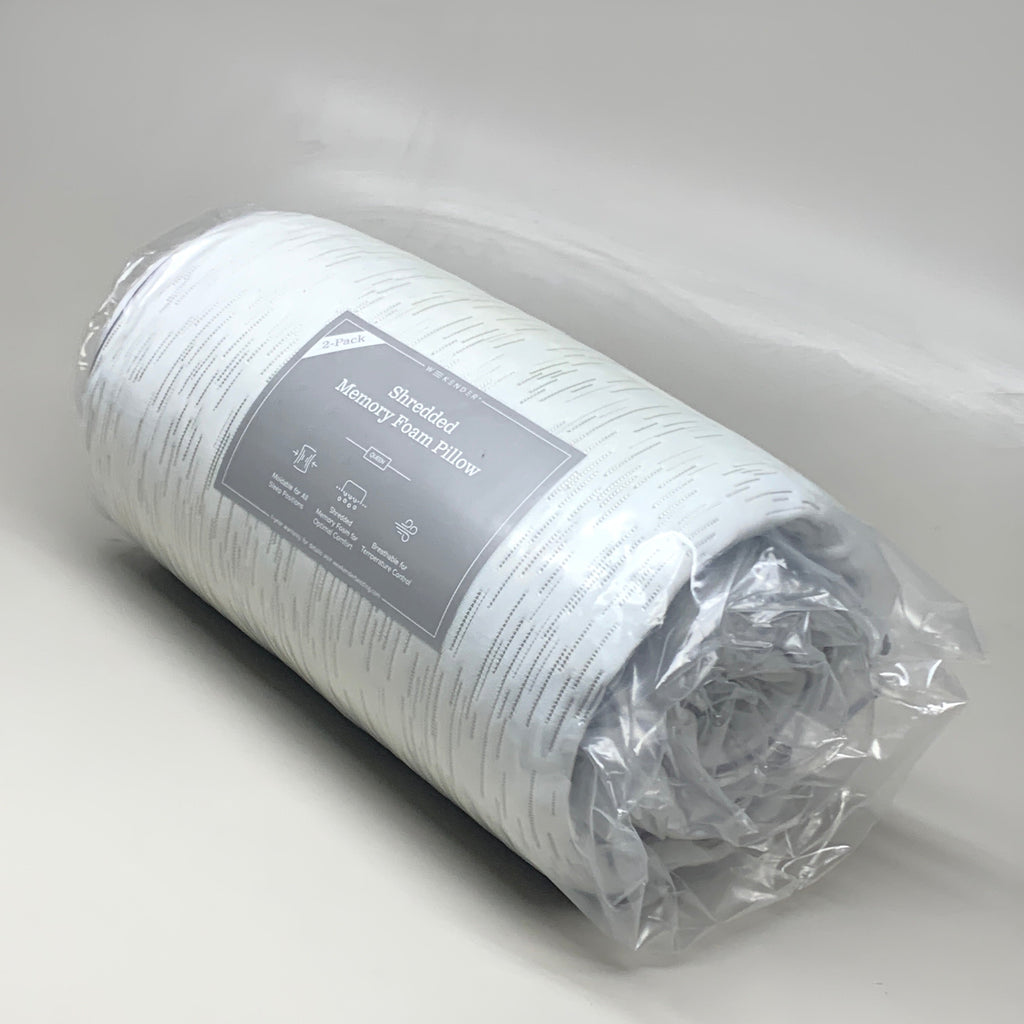 WEEKENDER Shredded Memory Foam Pillow 2pk Breathable Moldable Sz Queen