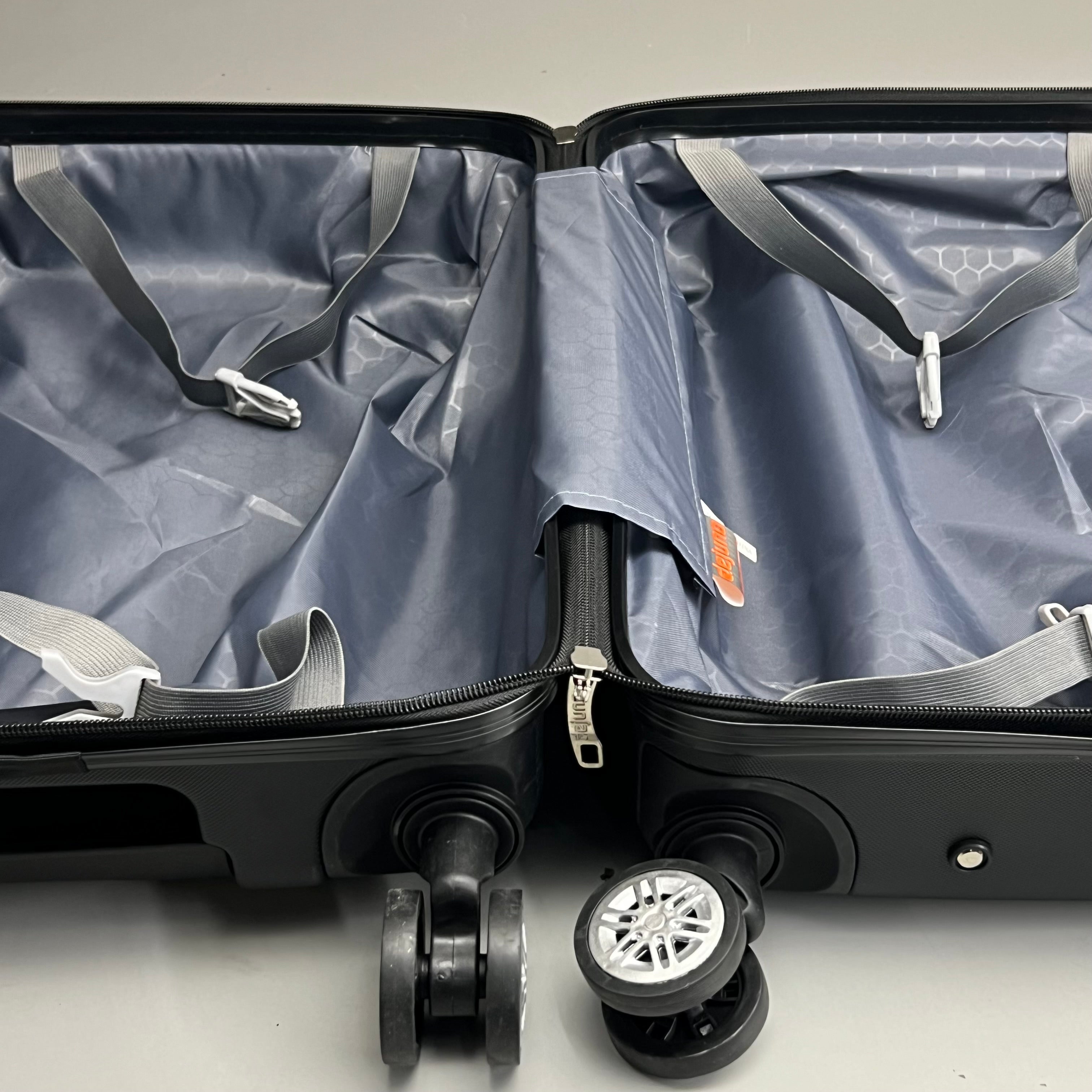 DEJUNO (3 PACK) Light Weight Expandable Spinner Rolling Suitcase Set BLACK 2207DJBF