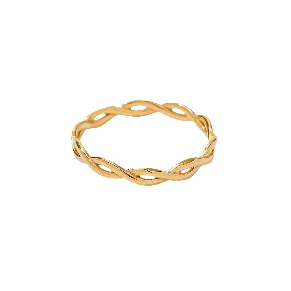 European and American Ring Twisted Linear Geometric Hollow Stacked Ring
