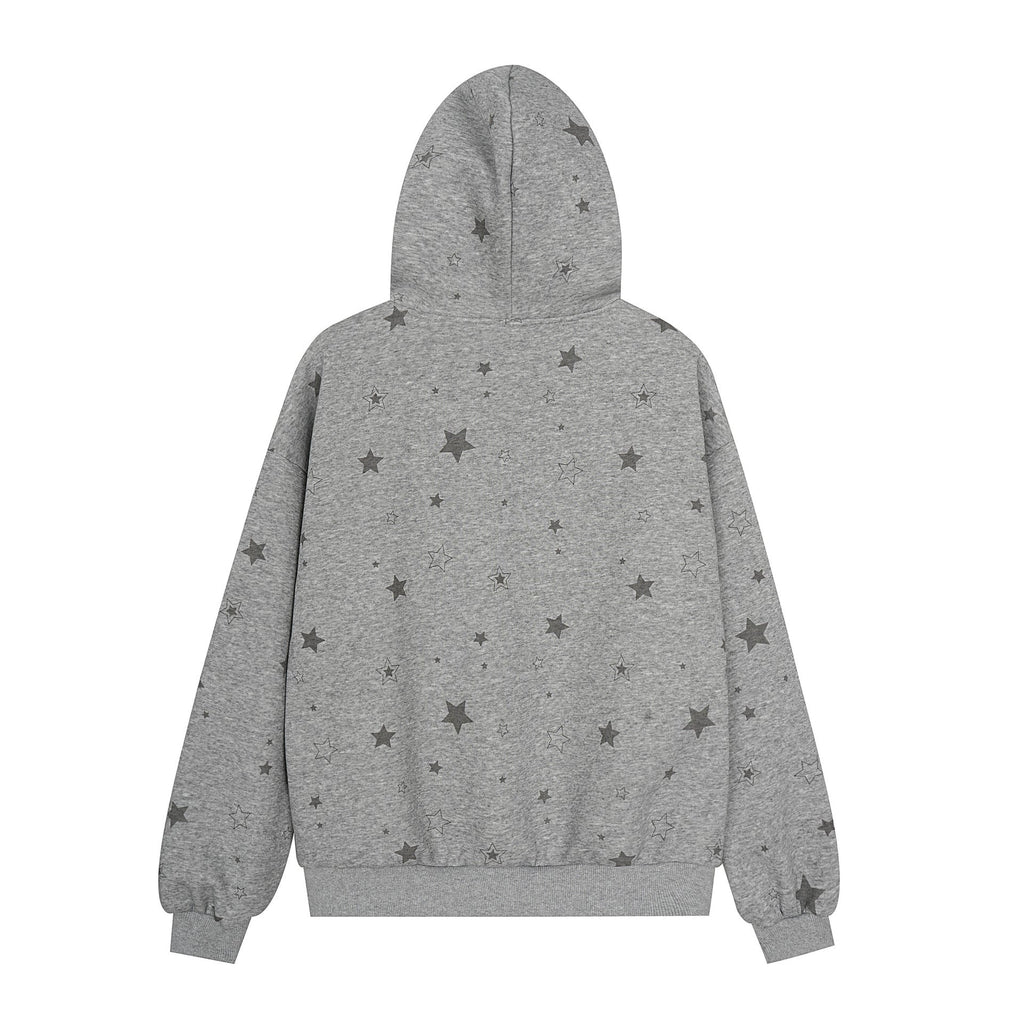 Star letter printed fleece hooded sweatshirt