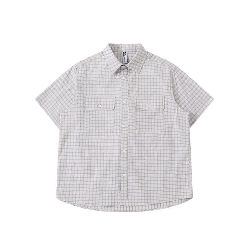 Striped pocket short sleeved shirt