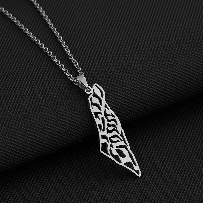 Palestine Map Pendant Necklace Universal Geometric Shape for Men and Women