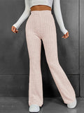 Fashionable and casual solid color micro flared high waisted pants for women