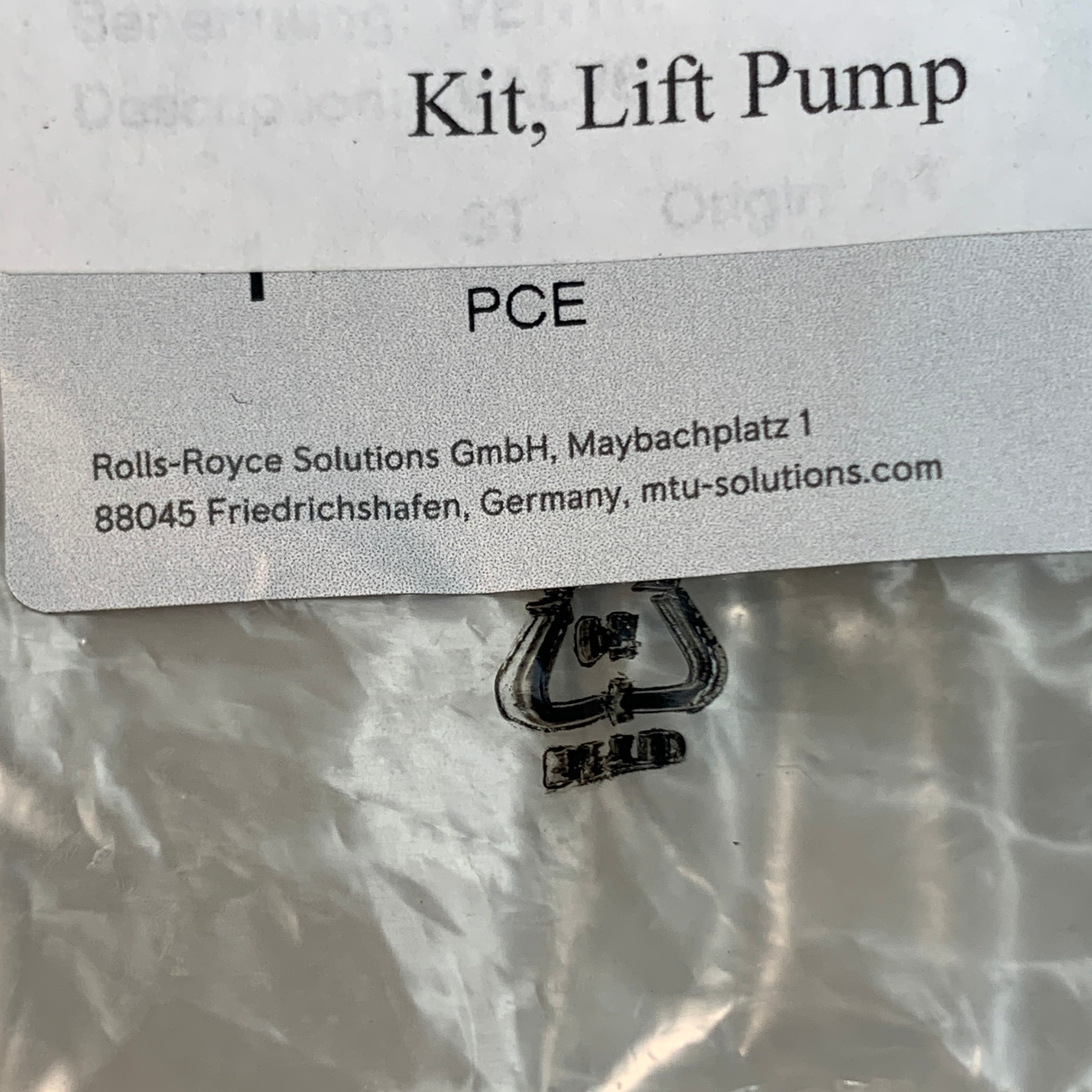LIFT PUMP KIT 2PK mtu ValueCare Genuine Spare Parts Rolls Royce Solution R-29-50052-50 OEM