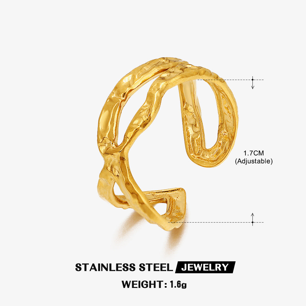 European and American fashion personality simple line cross opening ring